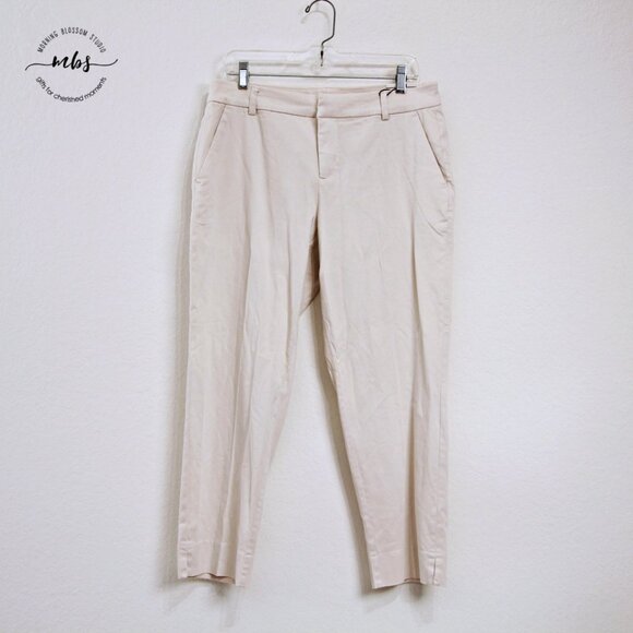 NWT Liverpool Kelsey Mid Rise Cotton Blend Trouser Side Slit Beige Women 10/30 - Picture 3 of 11